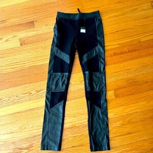BCBGMaxazaris leggings black with faux leather design size XS